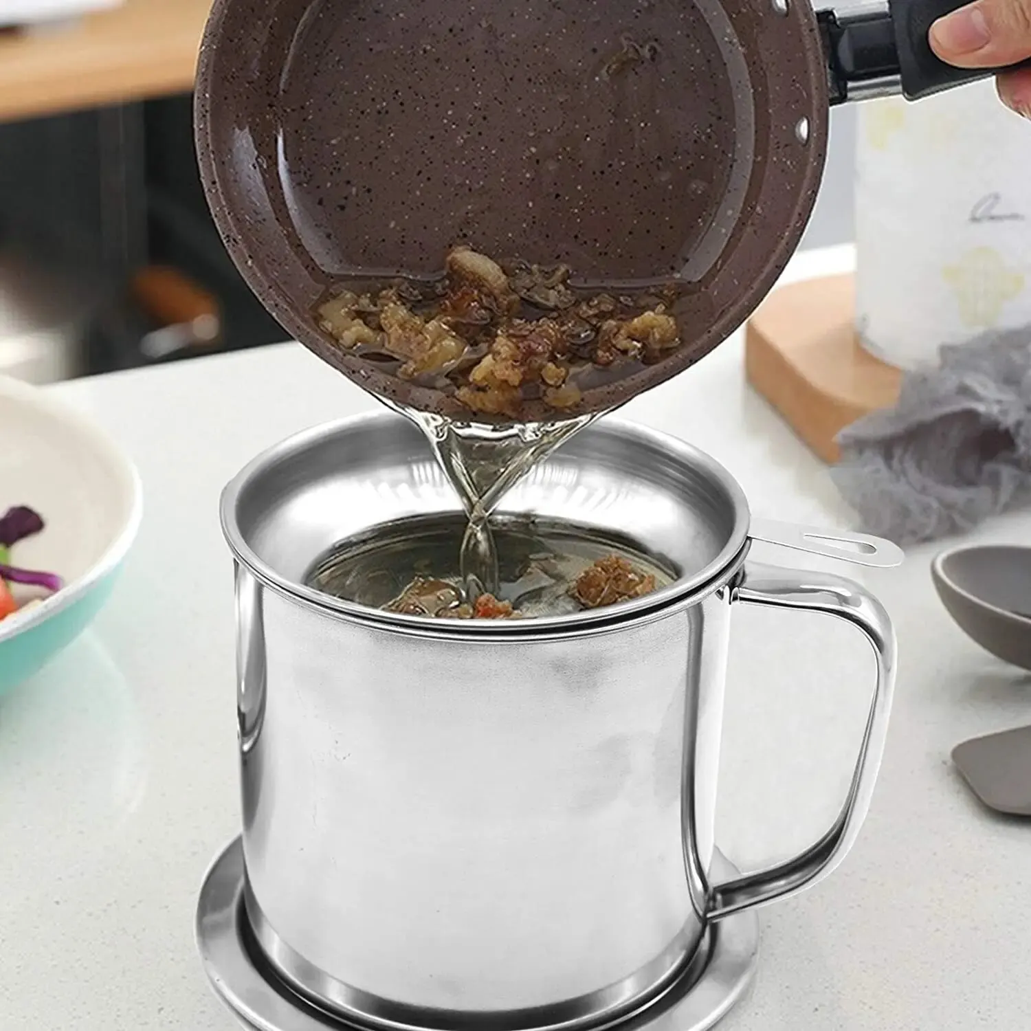 1pc Bacon Grease Container Oil Dispenser for Store Meat Container Frying Oil and Cooking Grease Storage Pot For Home
