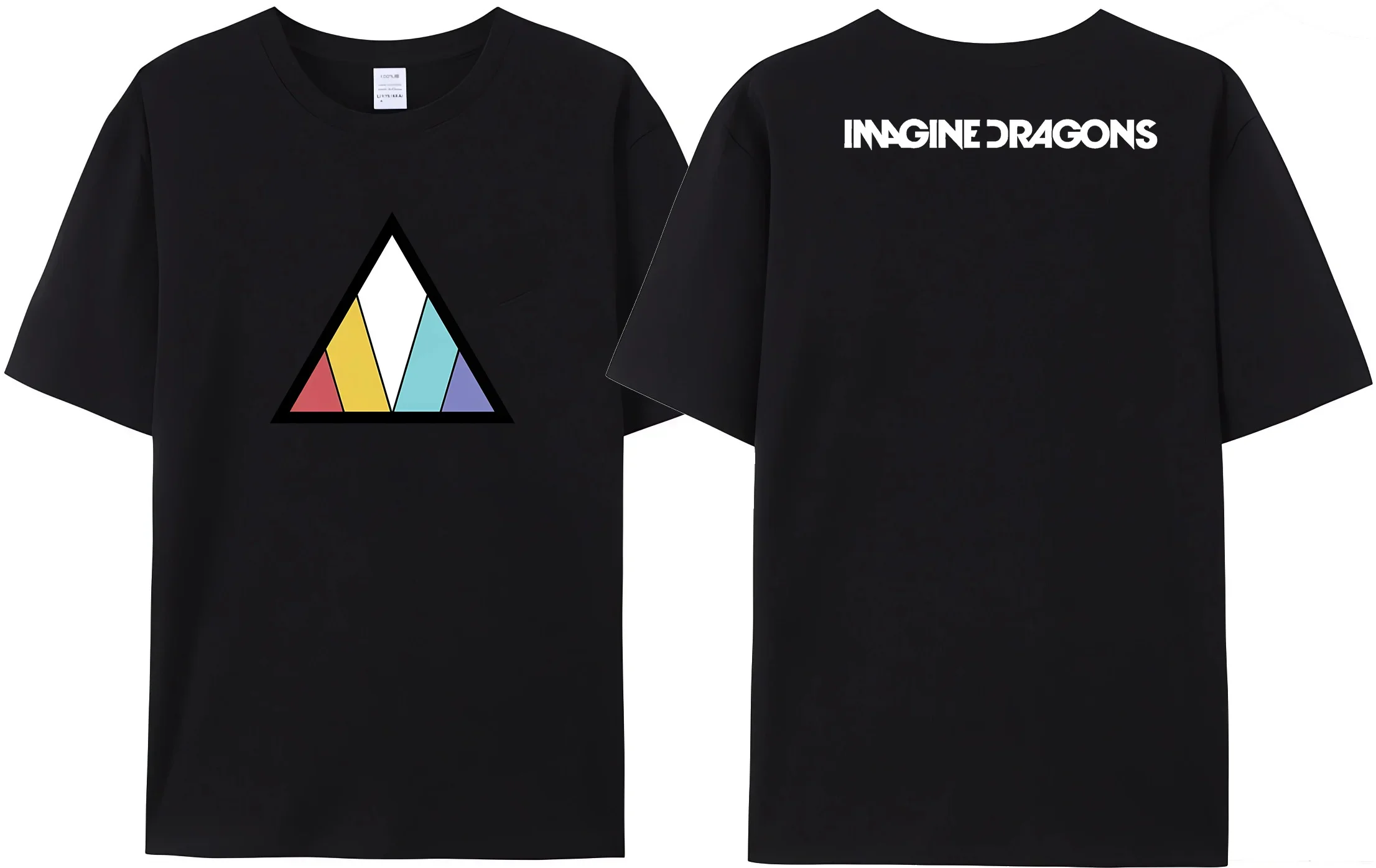 2024 New Summer Men's Imagine Dragons Evolve Black T-shirt Hot Sale 100% Cotton Amazing Quality Printed Punk Rock Tops