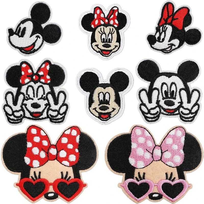 Disney Embroidery Patch Cartoon Mouse iron on Patches Bag Decoration Bow Diy Stickers Children\'s Clothing Decoration Patches