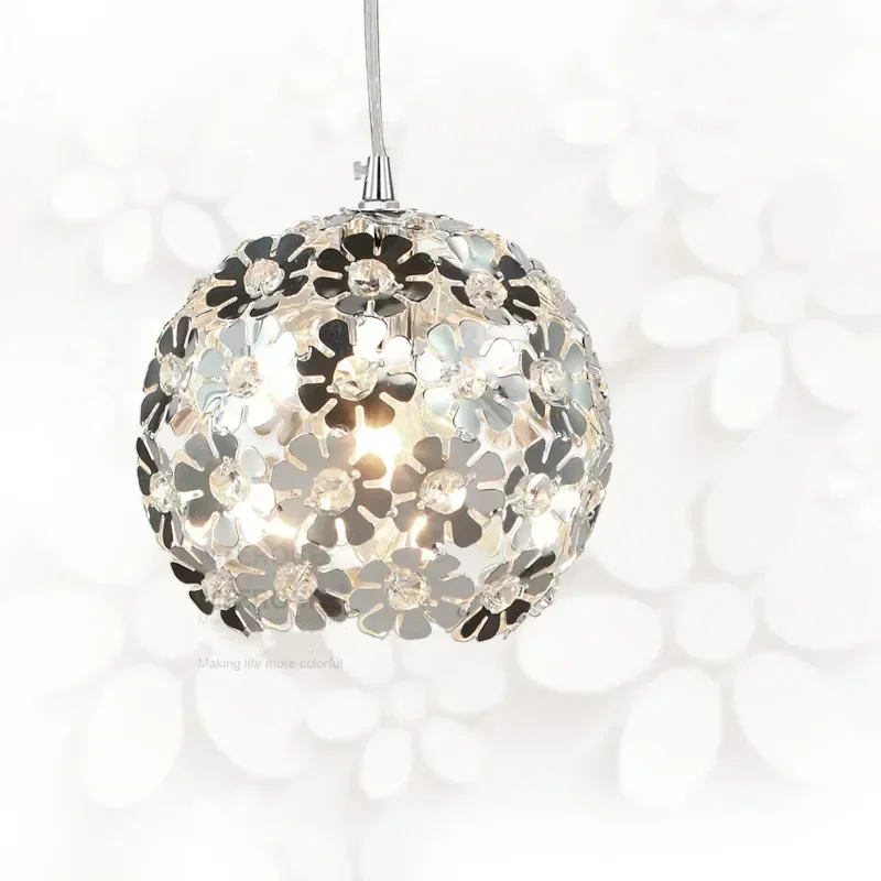 Beautiful Silver Crystal LED Lights Fixture Aluminum Hanging Light For Dining Bedroom Lamp