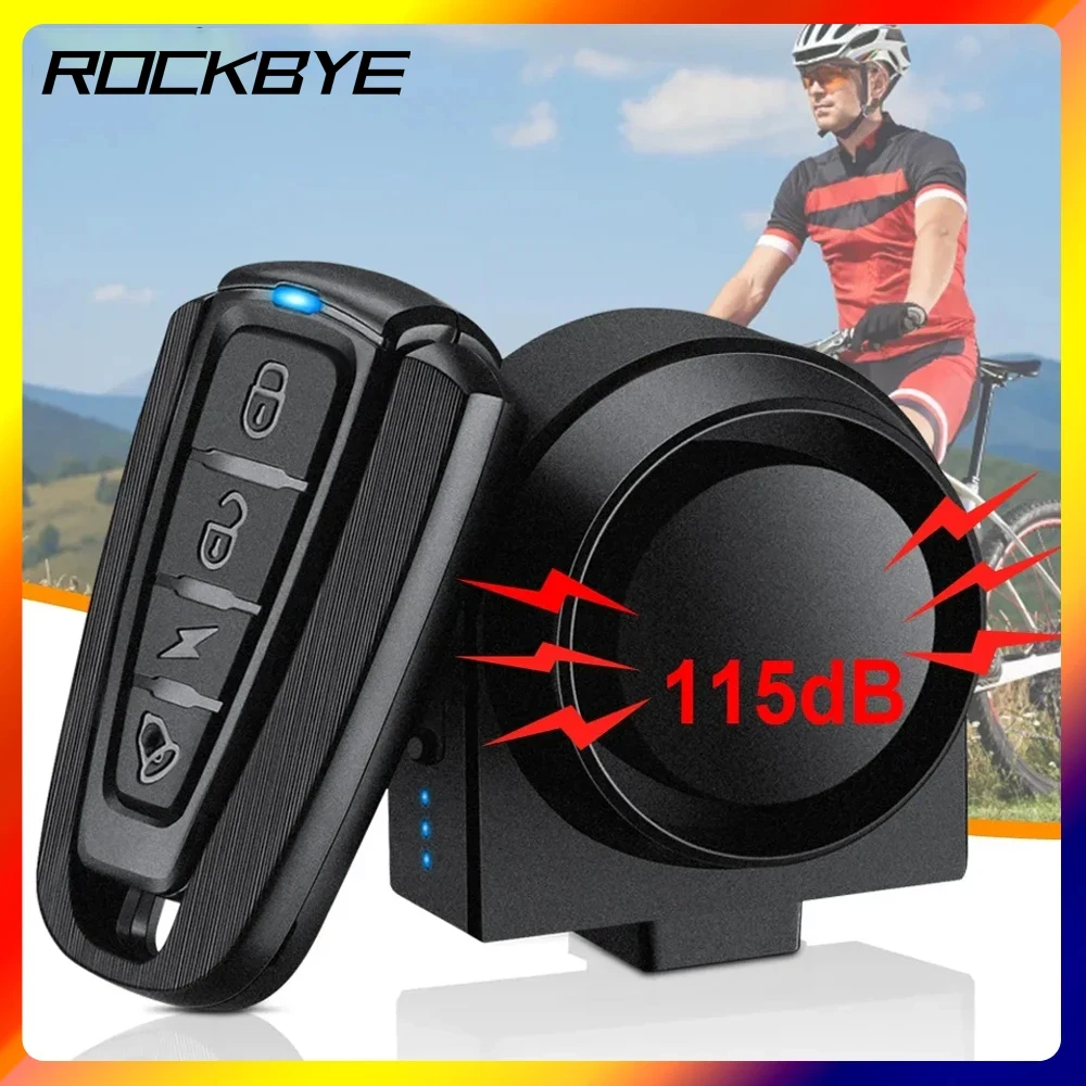 Rockbye Wireless Bicycle Vibration Alarm USB Rechargeable Bicycle Motorcycle Remote Control Waterproof Anti-theft Detector Alarm