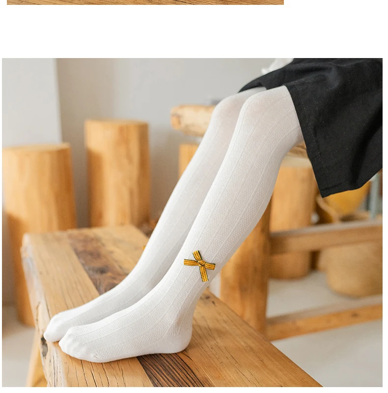 Herbst Retro Bogen Kind atmungsaktive weiche Strumpfhosen Prinzessin Mädchen Nadel streifen Twist Leggings Baby Kinder Strumpf warme Baumwoll strumpfhose – Detail 16