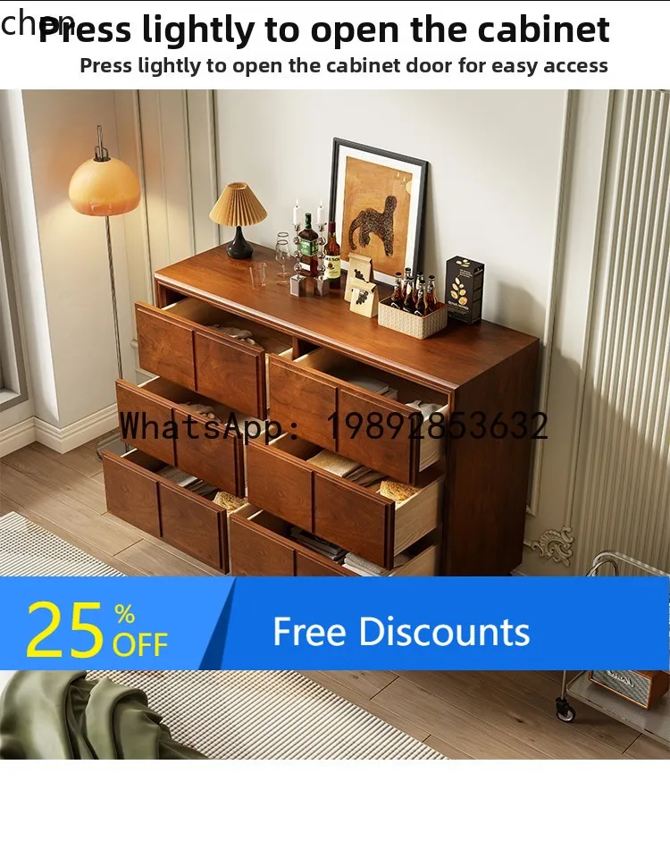 

chest cabinet solid wood bedroom bedside cabinet retro wood color locker five bucket storage