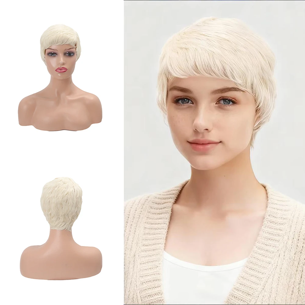 

The Personalized Pixie Cut Synthetic Short Hair With Bangs Is A Natural And Heat-Resistant Wig Suitable For Women'S Daily Party