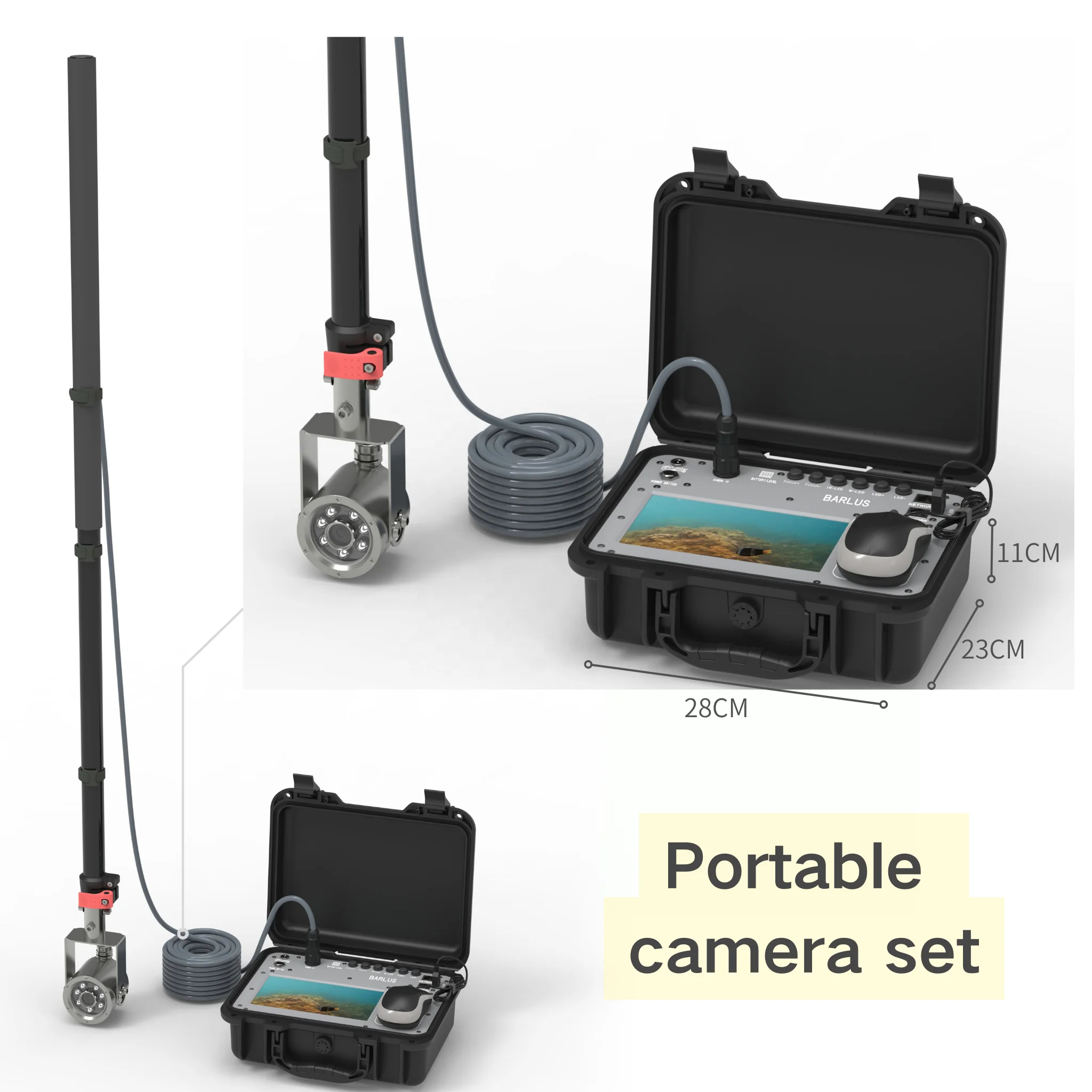 Underwater Vision Camera Portable HD Screen Fishing And Farming Boat Bottom Inspection Fishing Rod Underwater Camera