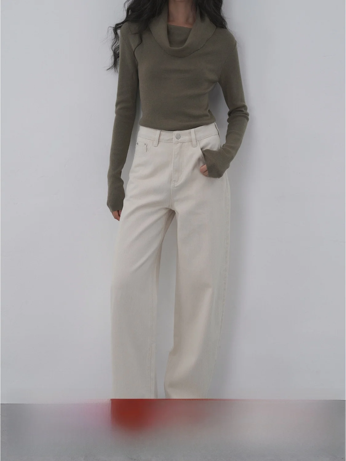 

Джинсы женские EIGHTHMONTH, широкие, с высокой талией, прямые, повседневные, цвет хаки, свободного кроя, осенние, винтажные, для женщин