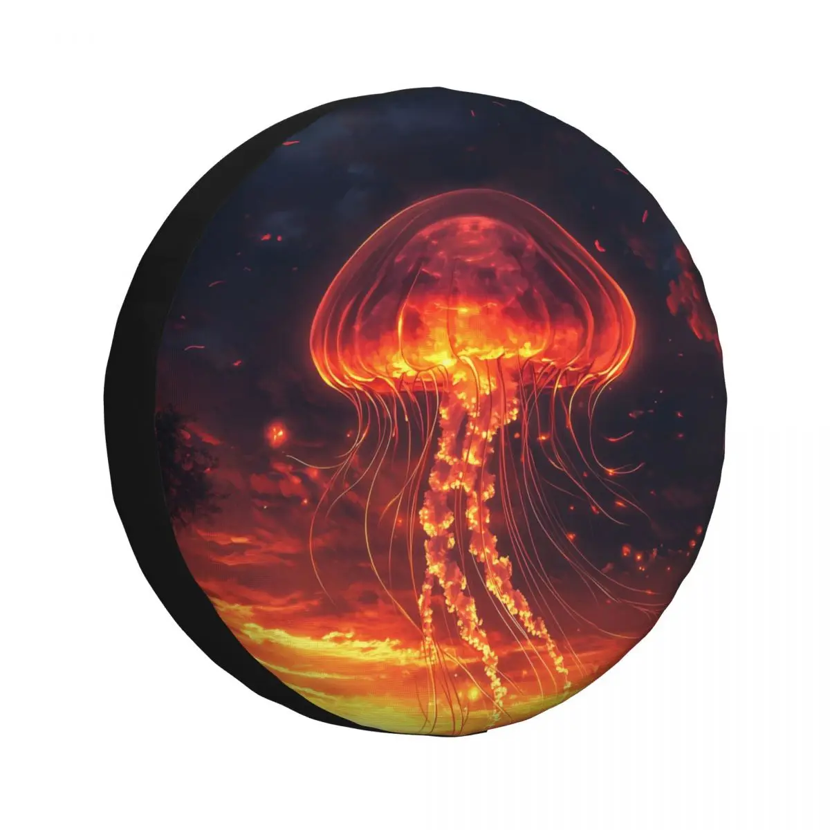 Günbatımı Parlayan Denizanası Büyülü Yedek Lastik Kapağı Mitsubishi SUV RV Araba Tekerlek Koruyucuları Aksesuarları 14 