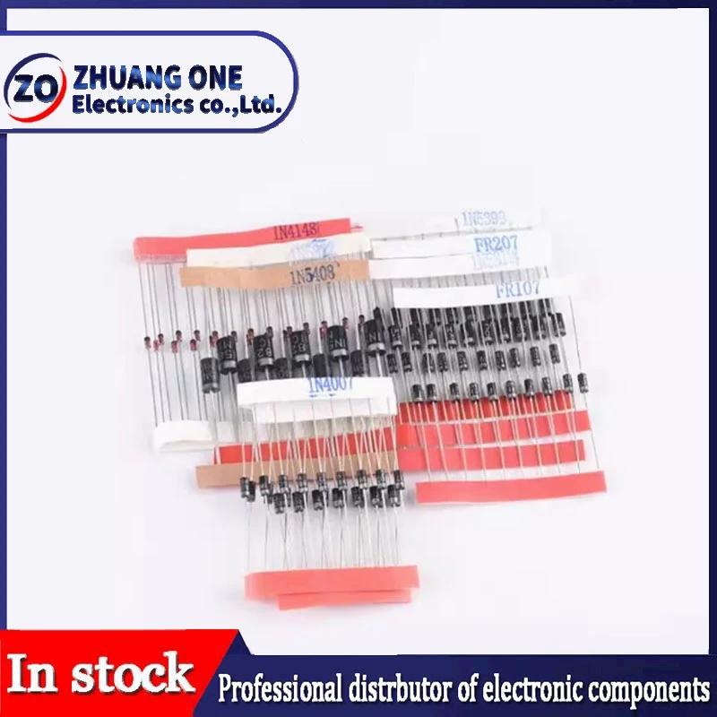 1N4148 1N4007 1N5819 1N5399 1N5408 1N5822 FR107 FR207, 8 Values=100 pcs, Electronic Components Package, Assorted Diode Kit