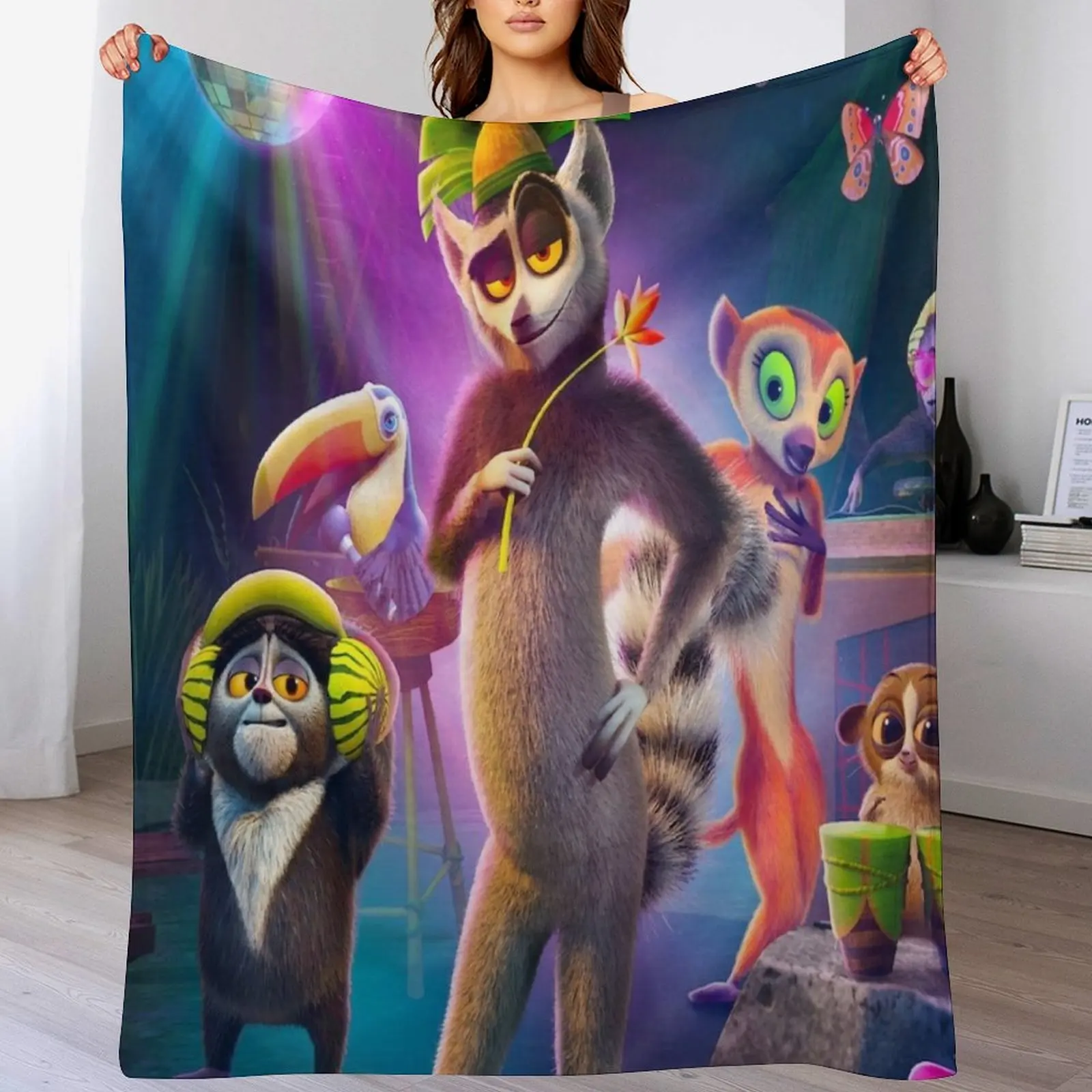 

funny All Hail King Julien gift for fans Throw Blanket Flannel Fleece Soft Warm Throw Blanket