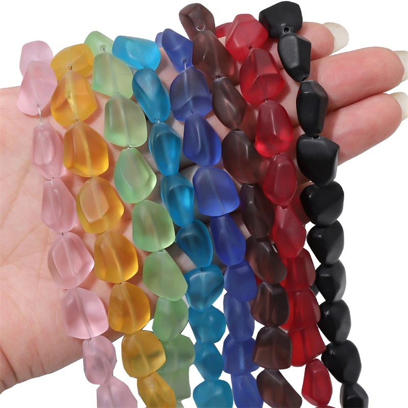 10/40pcs 12x15mm frosted jelly shaped beaded Irregular Matte Glass Bead Loose Bead Diy Jewelry Making Bracelet Necklace