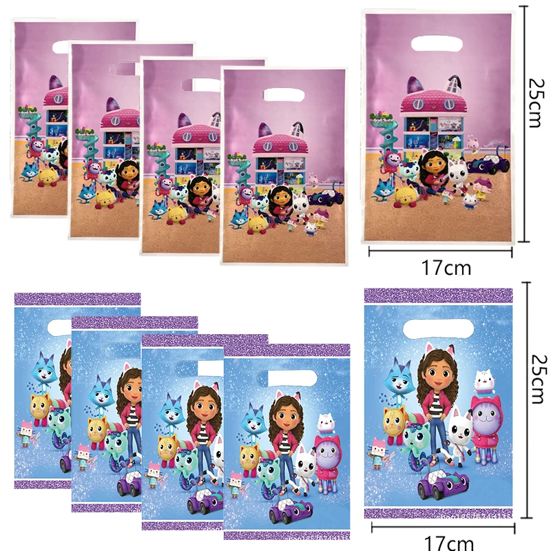 Gabby Cats Dollhouse Girls Birthday Party Decoration Gift Bags Gabby Figures Candy Bag Gift Box Thanks Gift Pack Party Supplies