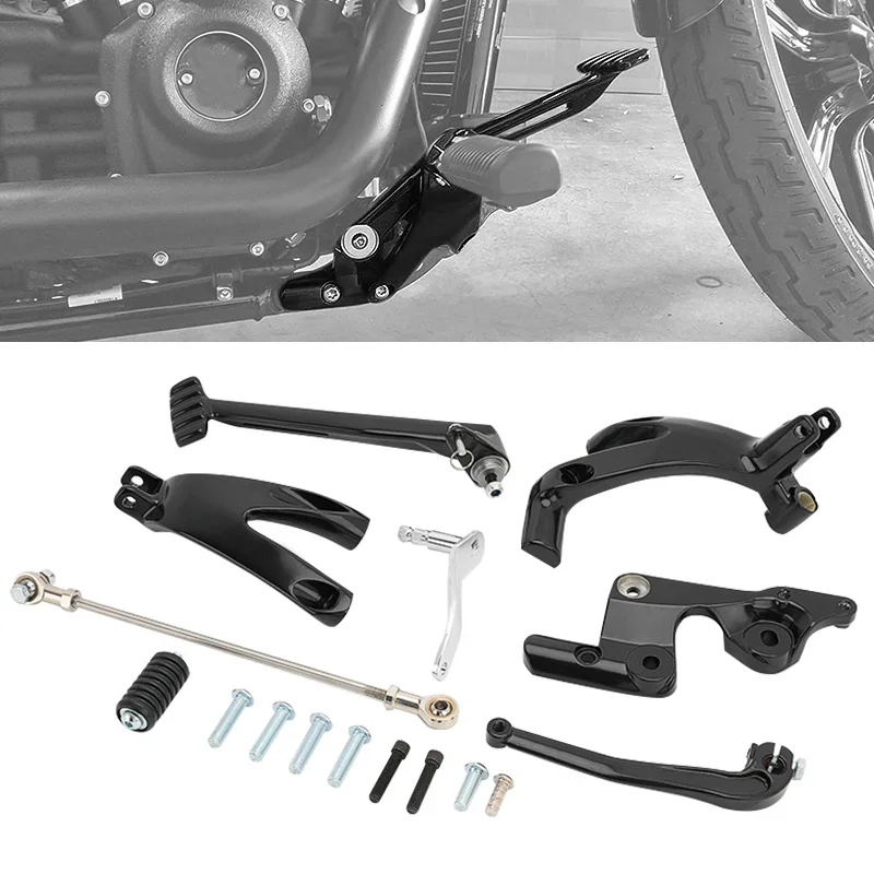 Motorcycle Black Forward Control Foot Peg Kits Footpegs Foot Rest For Harley Softail Street Bob Low Rider FXLR FXBB 2018-2021