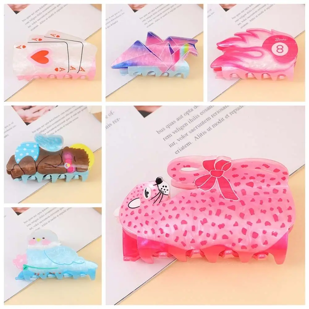 Funny Leopard Hair Claw Paper Cranes Acrylic Bird Shark Clip Headwear Korean Style Cartoon Animal Hair Clip Party