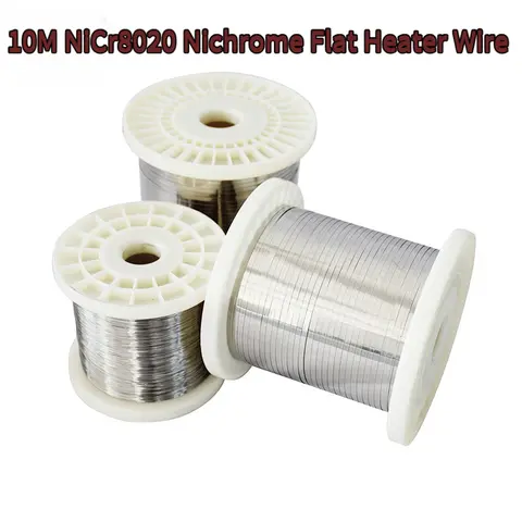 Fil chauffant plat en nichrome NiCr8020 de 10 m, bande chauffante à haute résistance de 0,1-0,3x3-12 mm pour le scellement des machines d'emballage, élément chauffant