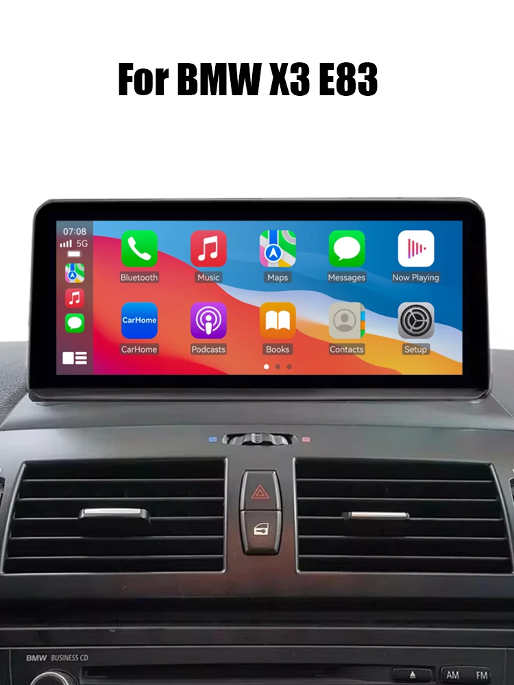 Radio samochodowe Qualcomm 4+64GB/8+128GB z bezprzewodowym CarPlay i Android Auto, ekran 10,25 cala, do BMW X3 E83 2003-2011, obsługa oryginalnego ekranu samochodowego, inteligentne systemy — 2