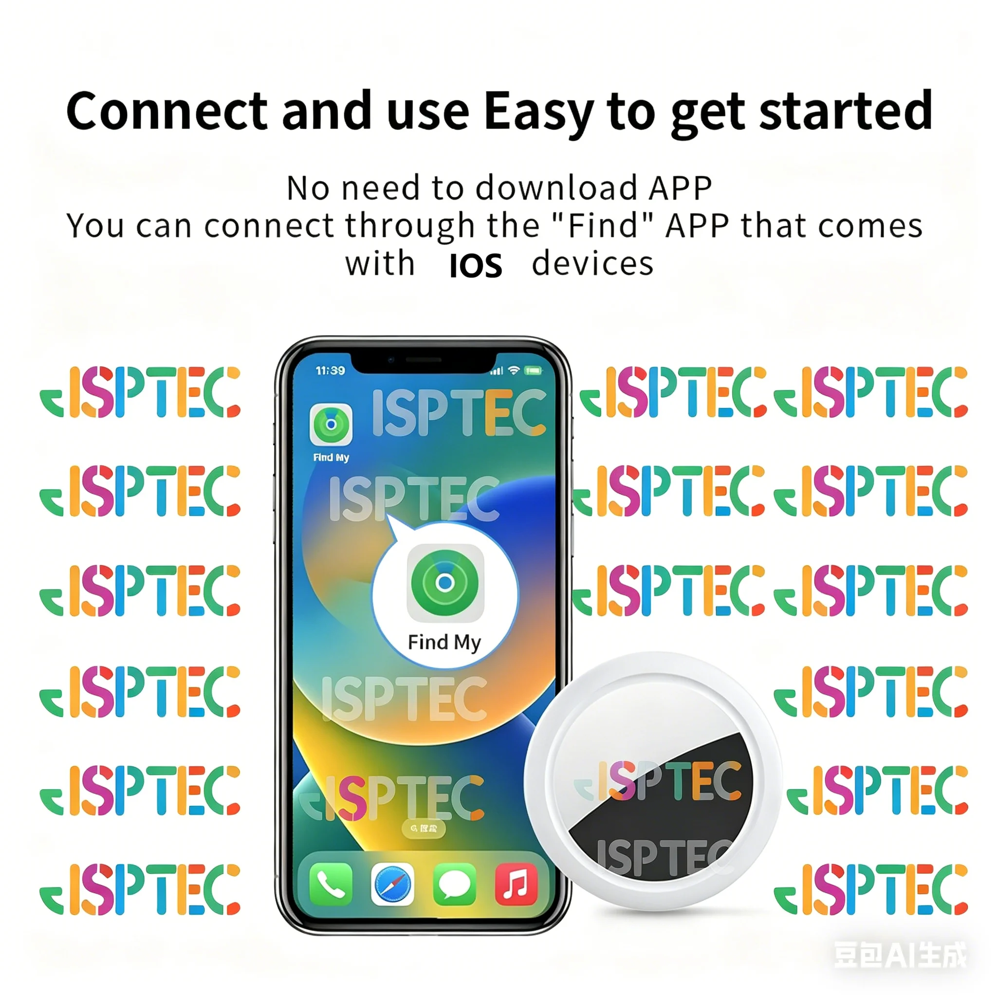 JSPTEC Security Bluetooth Tag Based on IOS Find My app IOS Anti-lose Tracker Sound Locate Message Reminder Alarm Key Finder IOS