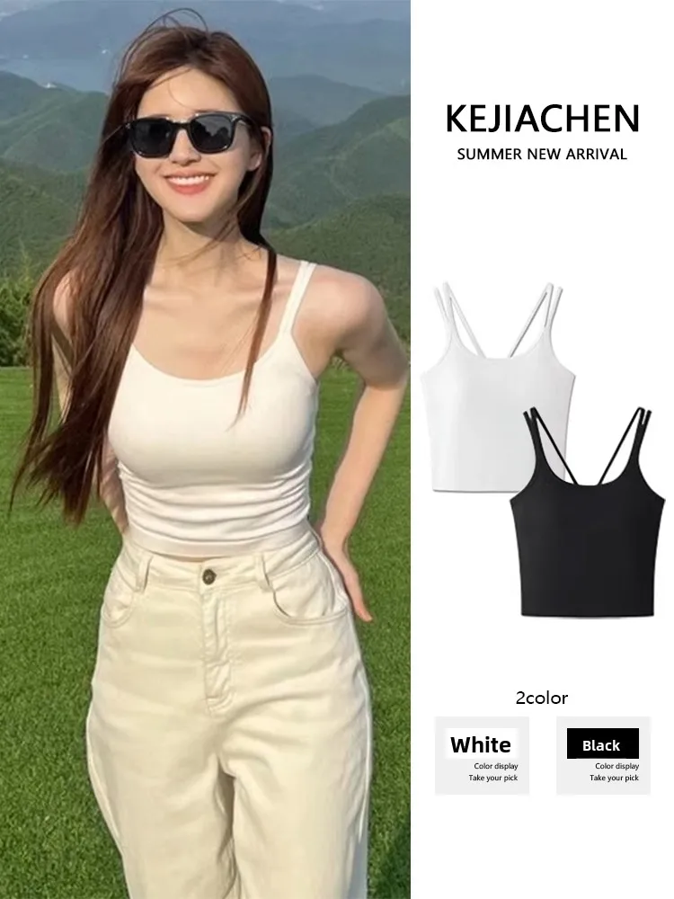 

Semi-Exericse Small Strap Vest Women Summer Outdoor Spring Autumn Base Layer Inner Match with Chest Pad Beautiful Back Bra In...