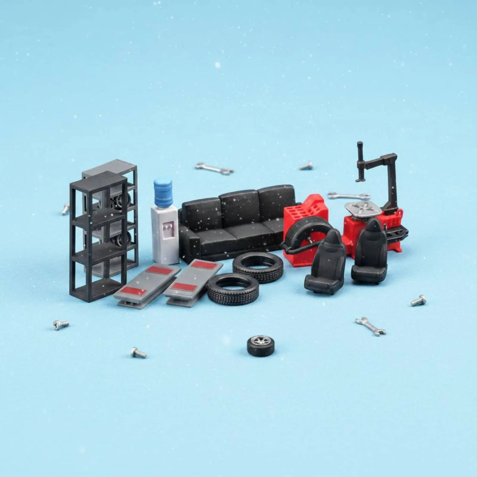 

12 Pieces 1:64 Repair Tools Set Resin 1:64 Garage Tool Set Mini Auto Repair Kit Detailed Model Accessory 3D for Desktop