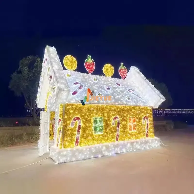 Custom Large 3D Candy House Outdoor Decor IP65 Rated for Christmas Halloween Theme Mall Park View