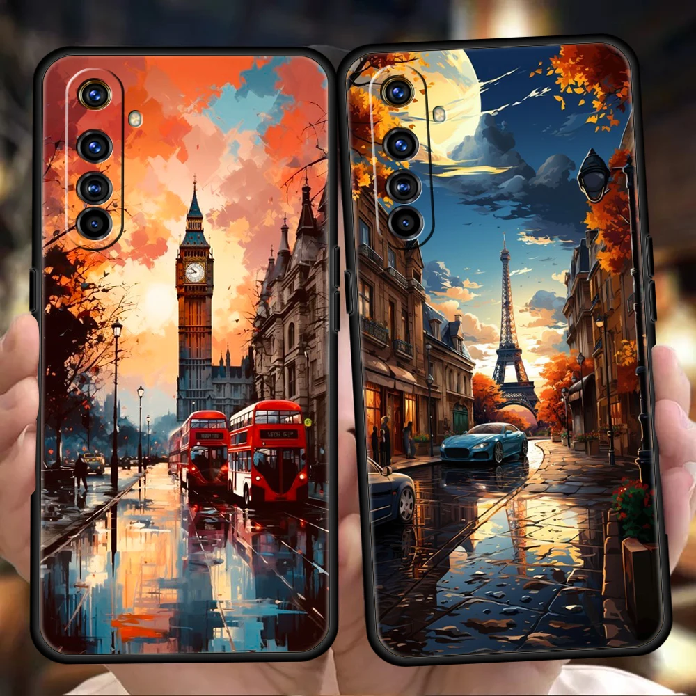 Artist London Painting Oil Painting Phone Case For Oppo A3S A15 A17 A31 A95 Find X5 X6 Pro Reno 6 7 8 SE Z Pro 5G Soft TPU Cover