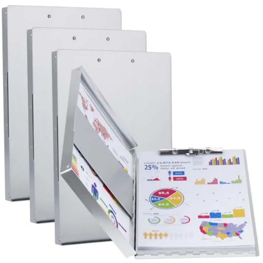 

Aluminum Clipboard with Storage and Clip Recycled, Pack Clipboard Folders, Sturdy Letter Size Recycle Metal Form Holder for Bus