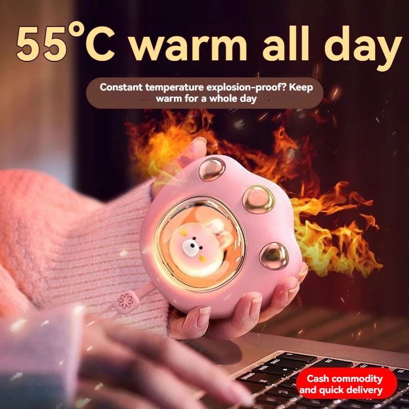 Cat Paw Hand Warmer 1200mAh USB Rechargeable Portable Winter Keep Warm Pocket Mini Electric Heater Hand Warmer Christmas Present