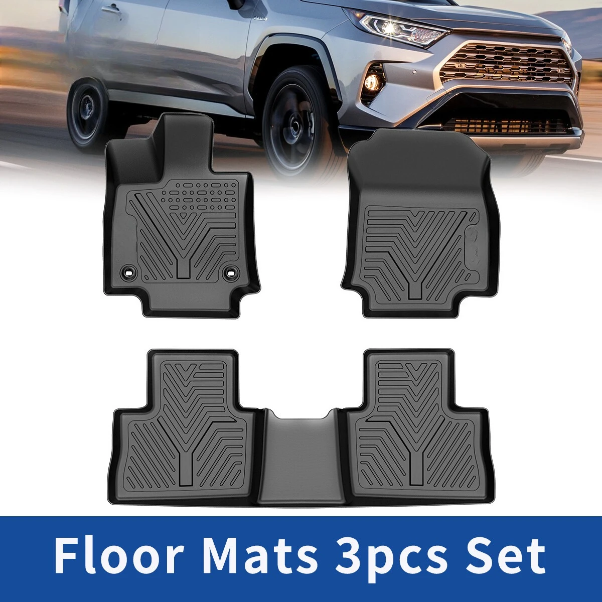 

3D Floor Mats for 2019- 2025 Toyota RAV4 All Weather TPE Rubber Car Floor Liners