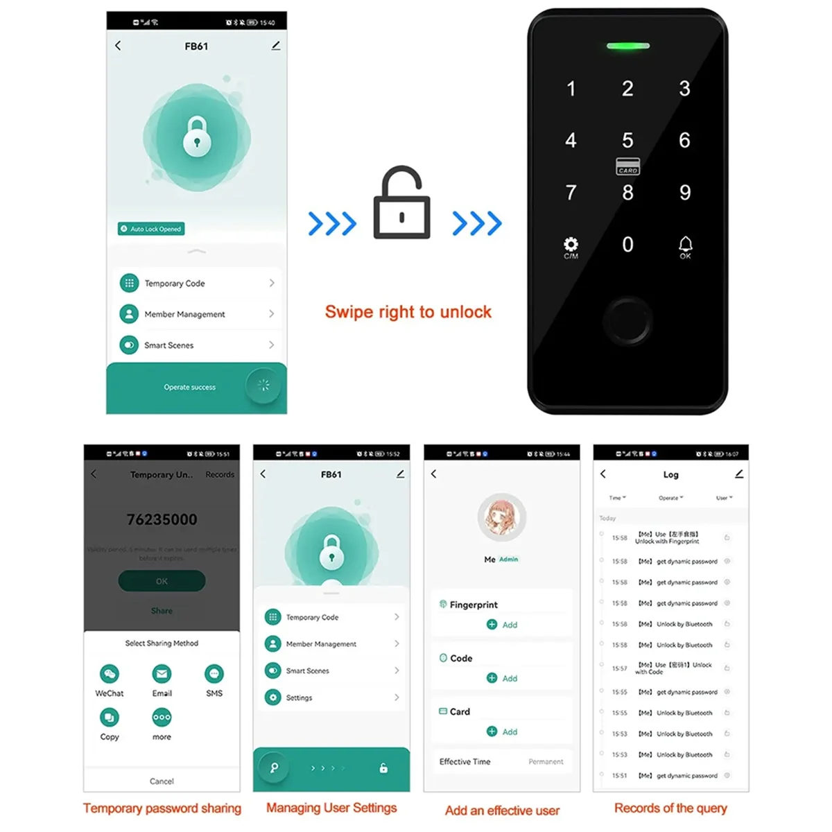 GOB-oNFC بلوتوث تويا APP التحكم في الوصول لوحة المفاتيح مقاوم للماء لوحة المفاتيح تتفاعل 13.56 ميجا هرتز البيومترية بصمة اللمس فتحت الباب