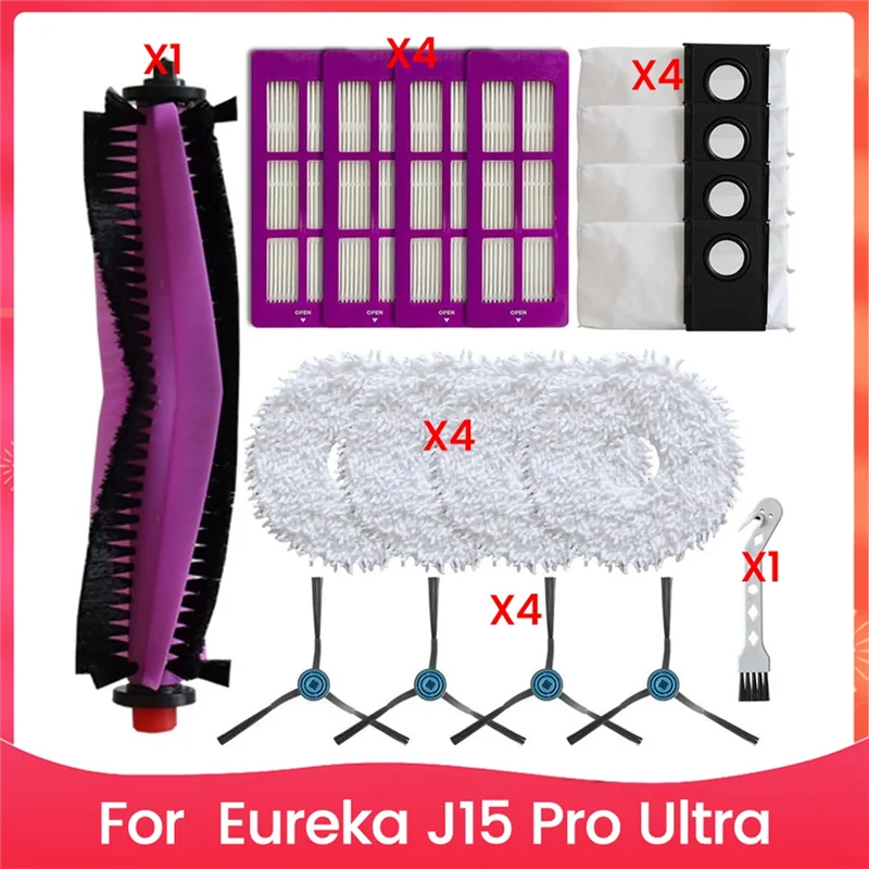 SANQ อะไหล่สําหรับ Eureka J15 Pro Ultra หลักแปรงด้านข้างกรอง Mop ผ้าถุงเก็บฝุ่นหุ่นยนต์เครื่องดูดฝุ่น