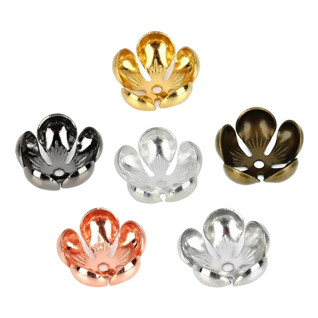 50 teile/los Eisen vergoldet Metall Blume Perlen Kappen für Schmuck machen End Perlen Spacer Blütenblatt Spacer Perlen DIY Armband Halskette – Detail 7