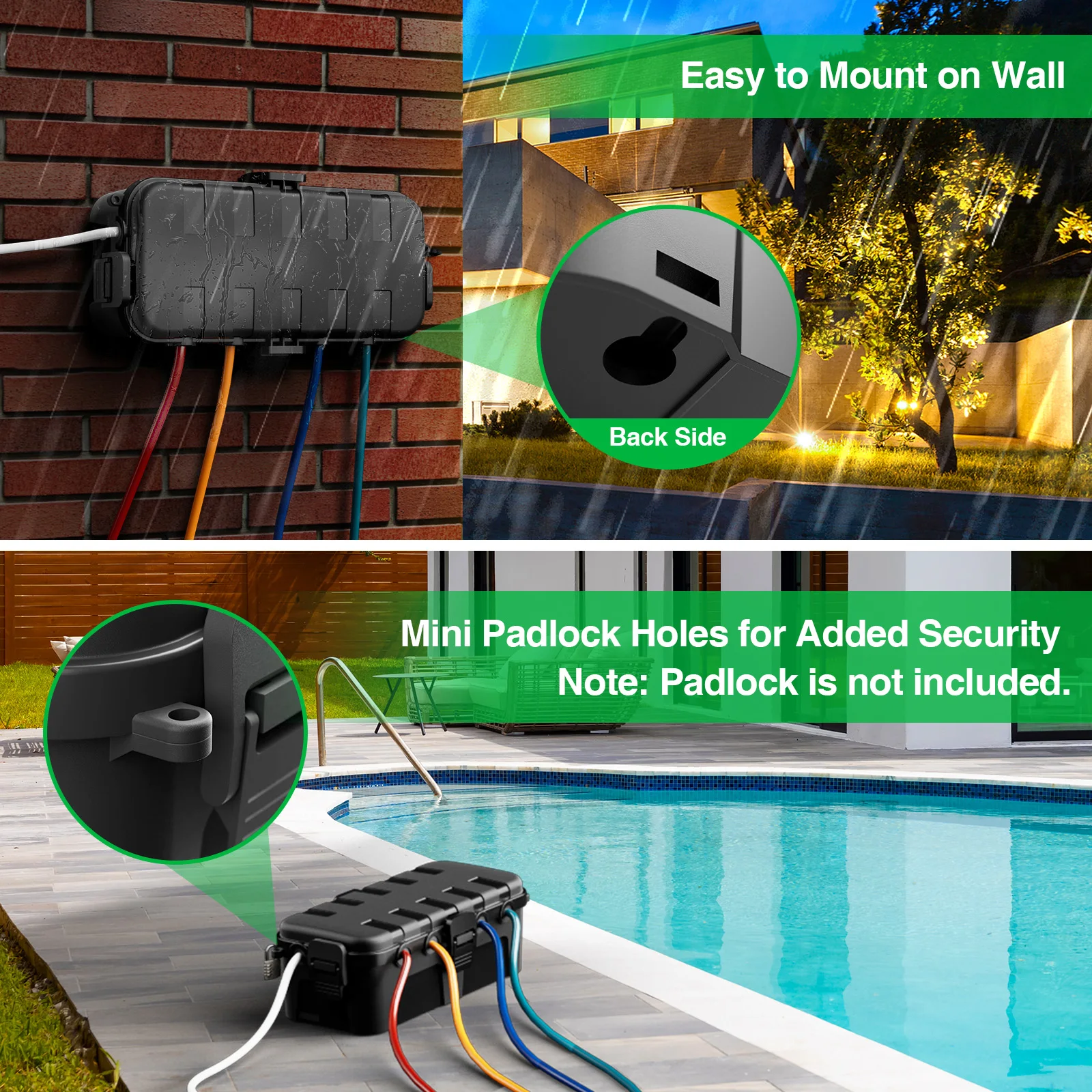 IP54 Waterproof Electrical Junction Box Outdoor Cable Connector Enclosure Box for Halloween Garden Holiday Lighting DIY Project