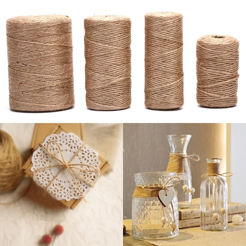 50/80 Meters Nature Jute Twine Roll Twisted String Rope For Toys Craft Gift Diy Gardening Crafting Wrapping Packing