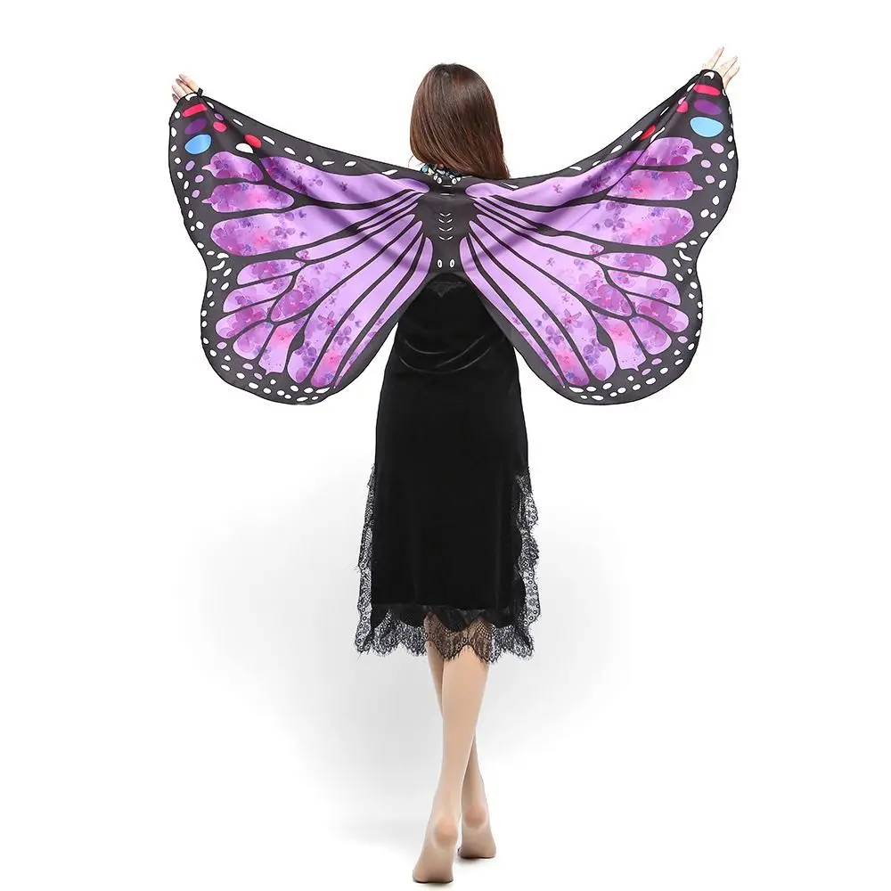 Women\'s Butterfly Wings Polyester Butterfly Cape for Stage Dress-up Shawl Cloak Fancy Dress Costume Cosplay Accessory Rave Dress