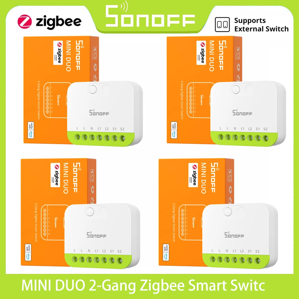 SONOFF Smart Switch MINI-2GS MINI DUO 2-Gang Zigbee Matter Over Dual-Load Control Detach Relay Mode Works with Alexa Google Home