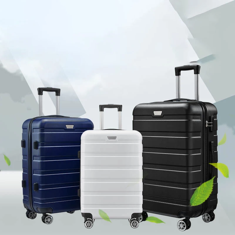 Bagageset Van 3 Stuks Reiskoffer Anti-Diefstal Tsa Douane Wachtwoord Slot Trolley Koffer Abs + Pc Reistas Met Wielen