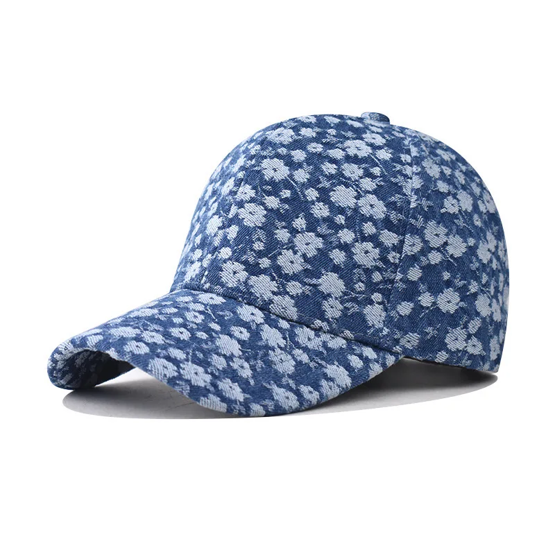 

Men And Women Thickened Denim Small Flower Baseball Super Good Hatnd Feel High Quality Cap Simple Duck Tongue