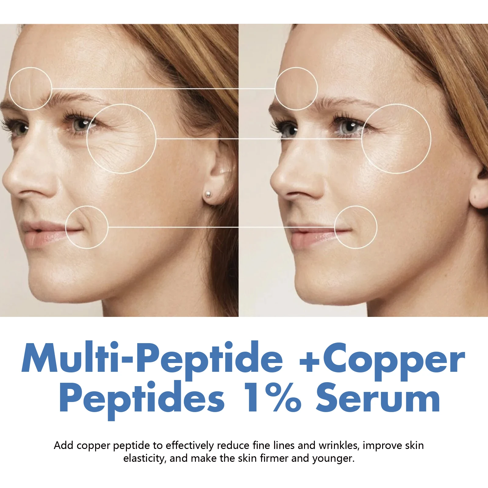 مصل الببتيد النحاسي الأزرق المضاد للتجاعيد وتقليص المسام والعناية بالبشرة وتجديد شباب حمض الهيالورونيك وسيروم ترطيب البقع