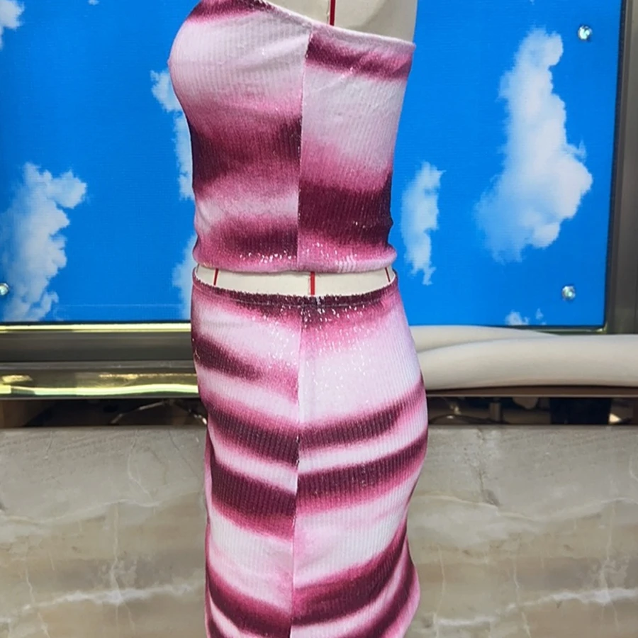 

Модный женский комплект с юбкой без бретелек, укороченные топы-трубы с блестками и мини-облегающая юбка, комплект из двух предметов для вечеринок и клубов