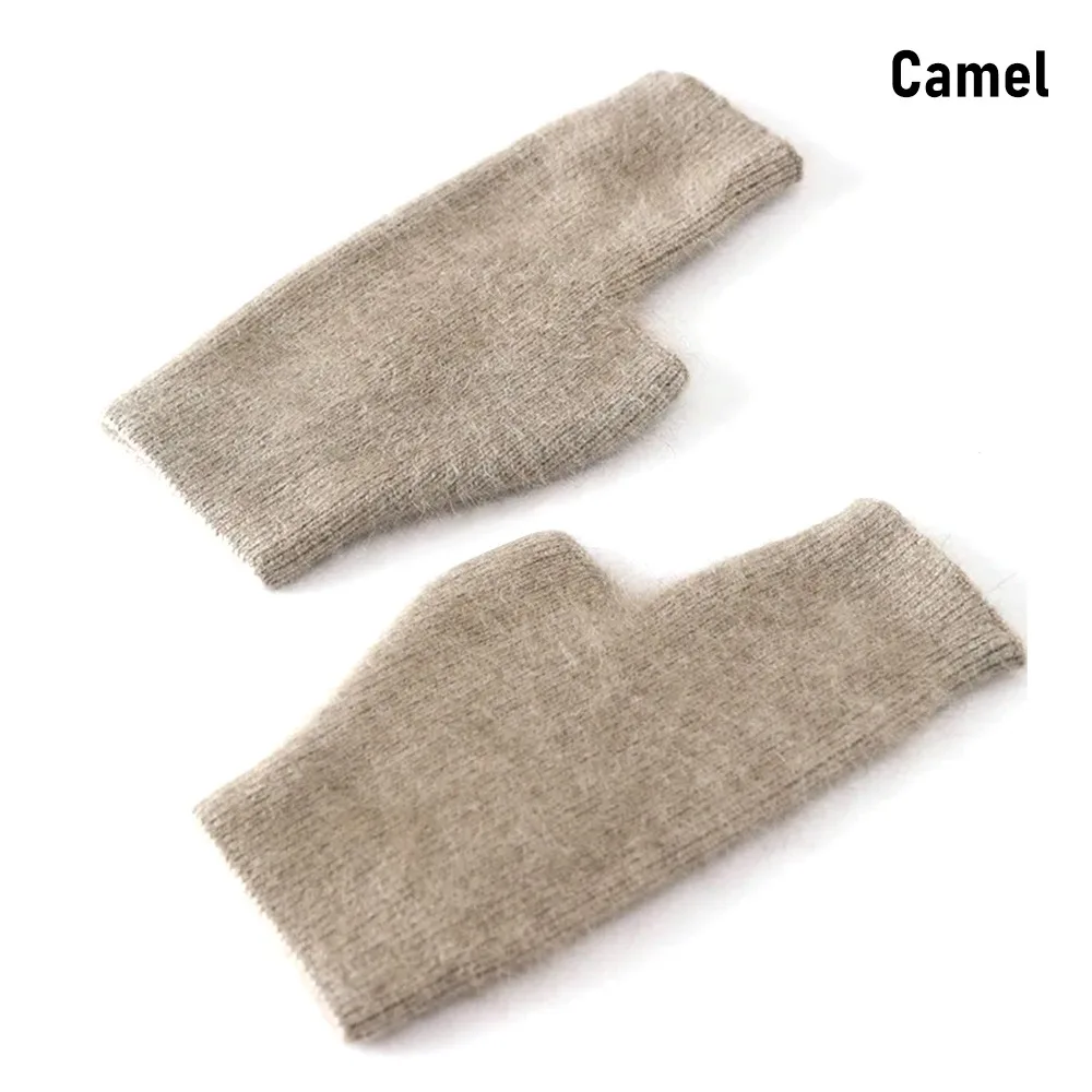 Protable Wool Mink Cashmere Gloves Exposed Finger Fingerless Wrist Gloves Warm Windproof Cold Proof Knitted Wool Glove Winter