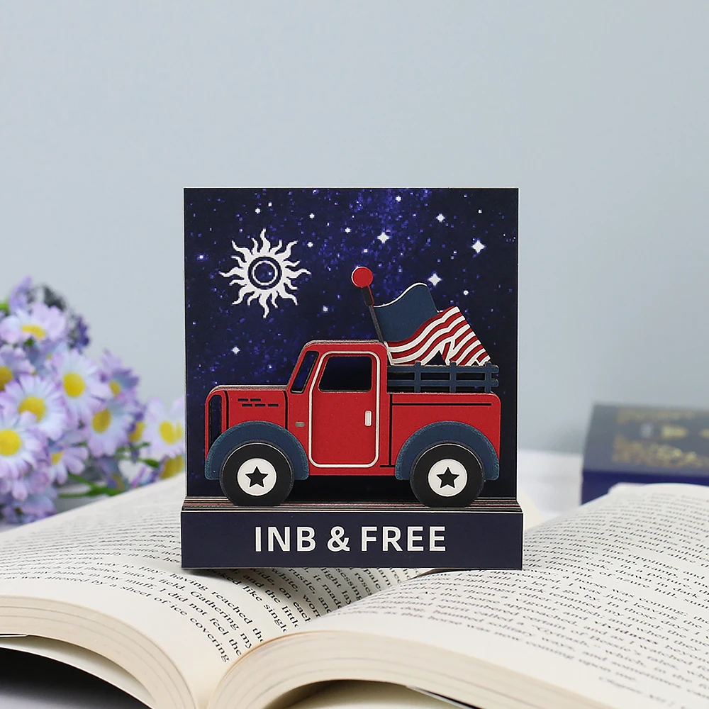 

Omoshiroi Block Freedom Truck 3D Memo Pad Art Paper Cut Bookmark Desktop Decoration Stationery Gift For Office School Home