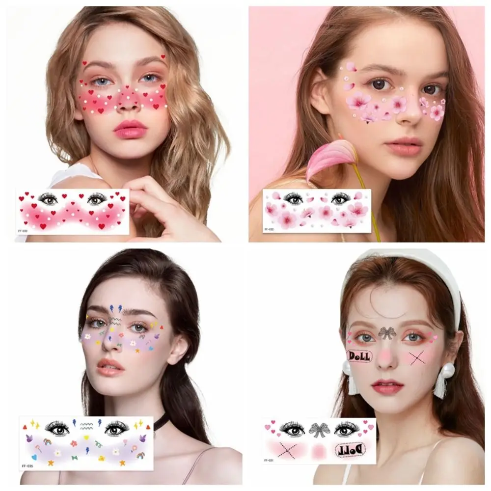 3D Portable Decorative Stickers No Irritation Disposable Tattoo Sticker Sweatproof Waterproof Blush Face Patch Women