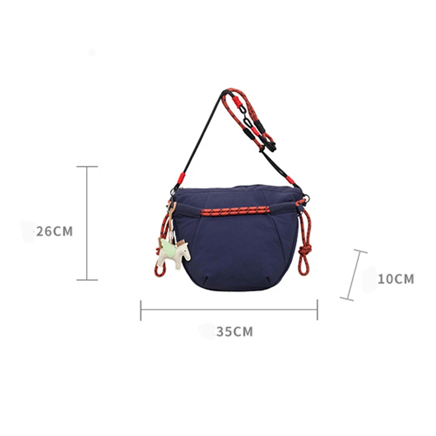 Vintage Multi-Pocket Große Tragetasche mit Kordelzug, Schulterriemen, Kontrast-Gurtband, Crossbody für Outdoor-Wanderungen, Alltags-Pendel, Handtaschen – Detail 6