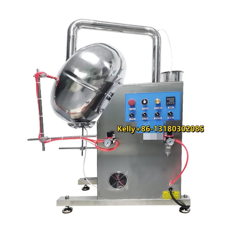 Automatic Peanut Chocolate Sugar Coating Machine SS Food Grade Coating Pan Nuts Beans Gummy Candy Coater Machine With Spray Gun