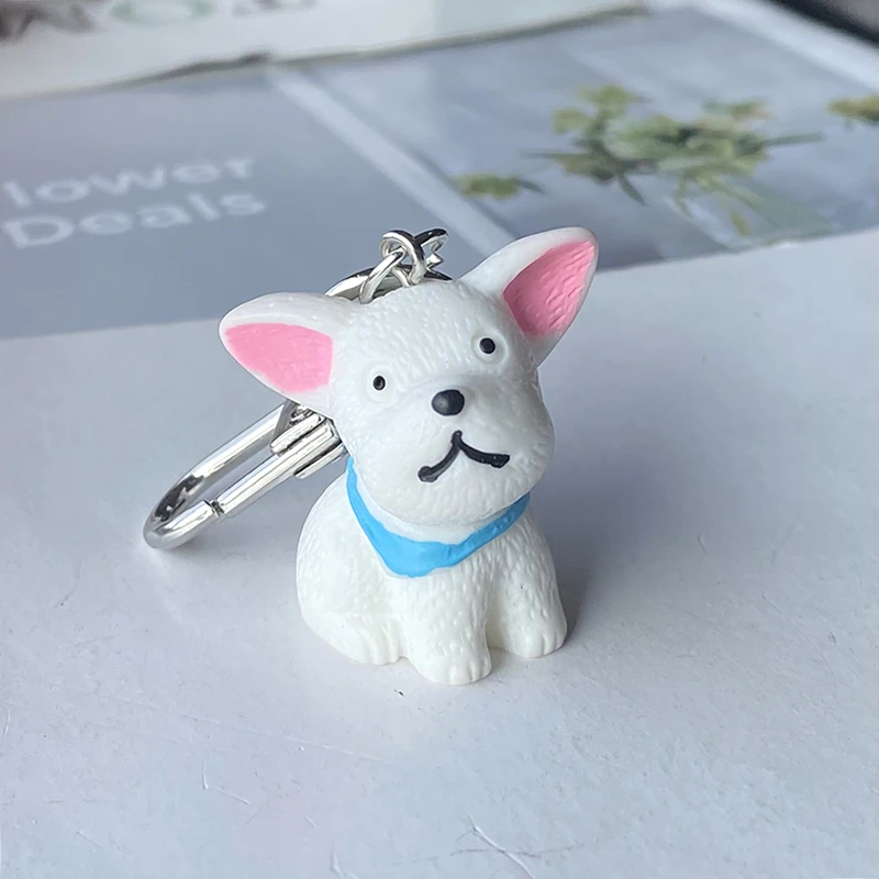1Pcs/3Pcs 3D Dog Puppy Animal Keychains For Women Men Gift Cartoon Kawaii Bear Pet Pendant Bag Airpods Box Car Key Ring Jewelry image 3