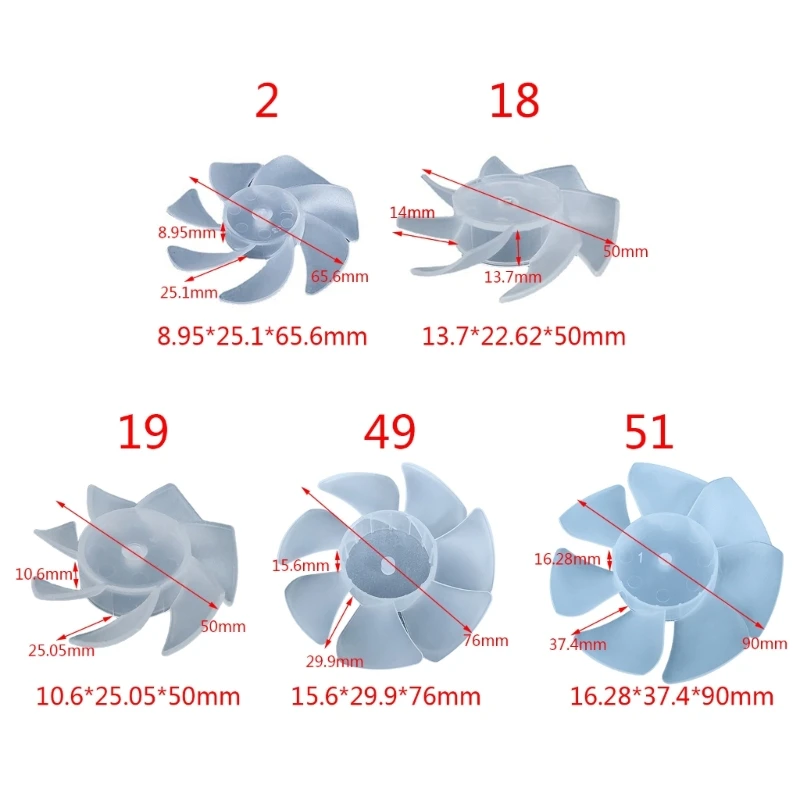 Klein Power Mini Plastic Fan 7 Bladeren voor Föhn Motor Handventilator
