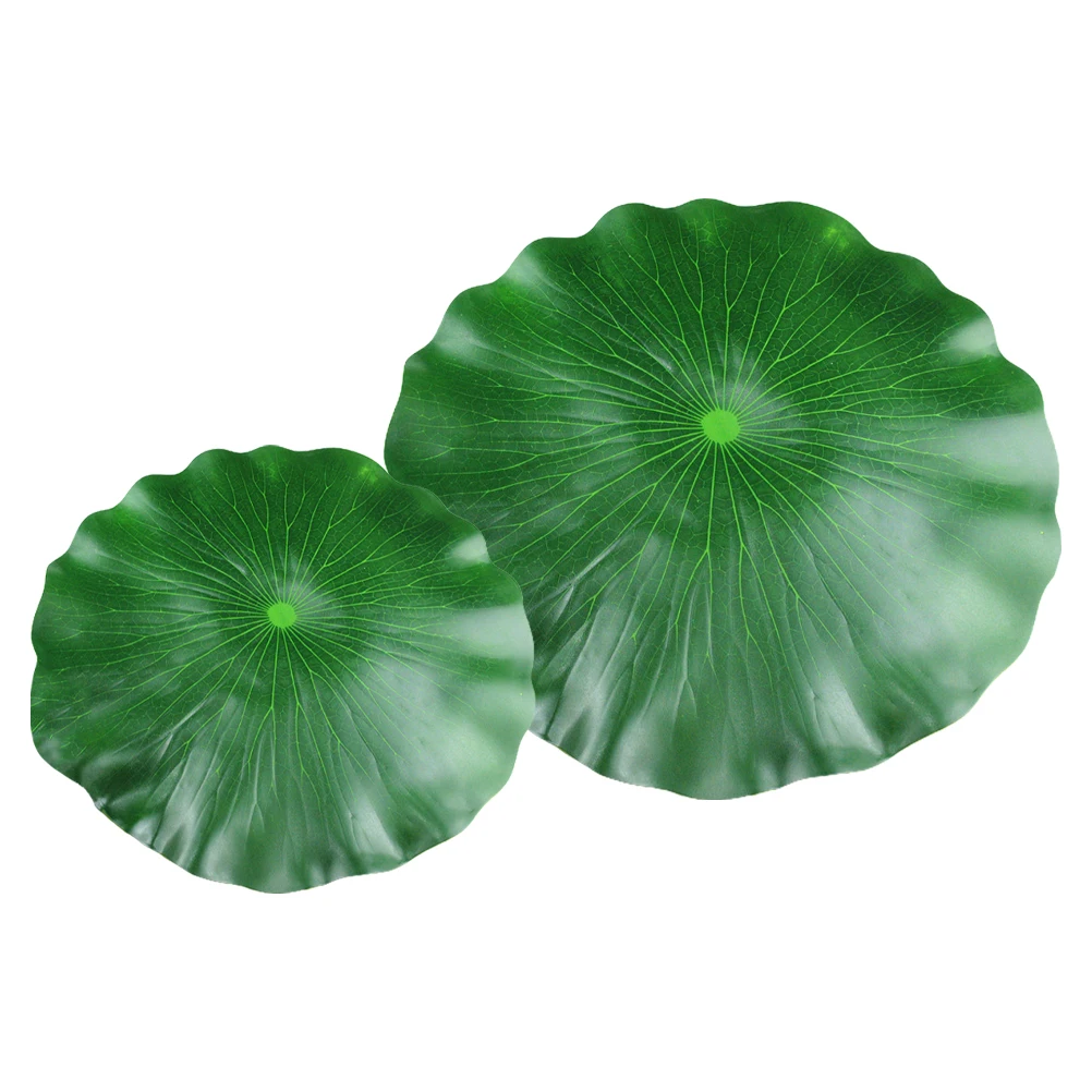 

2Pcs Artificial Lotus-leaves 60cm 38cm Floating Pond Decor PU Foam for Garden Aquarium Fish Tank Pool Fountains