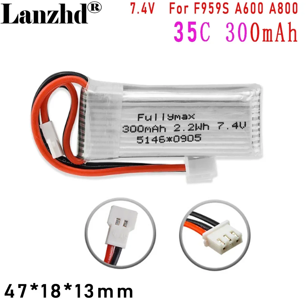 

Battery 7.4V 2S 300mAh 30C LiPo For RC Airplane Air caraft Spare Parts WLtoys F959S A600 A800 A430 A180 F22 XK