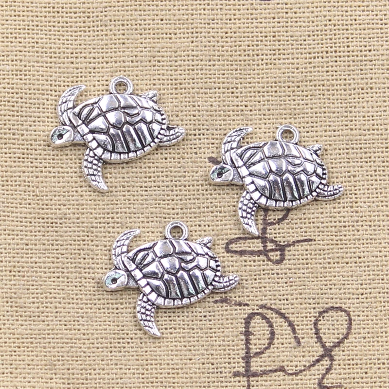 15 Stück Charms Meeresschildkröte Ozeane Schildkröte 17x20mm Antik Silber Farbe Anhänger DIY Handwerk machen Erkenntnisse handgemachte tibetische Schmuck
