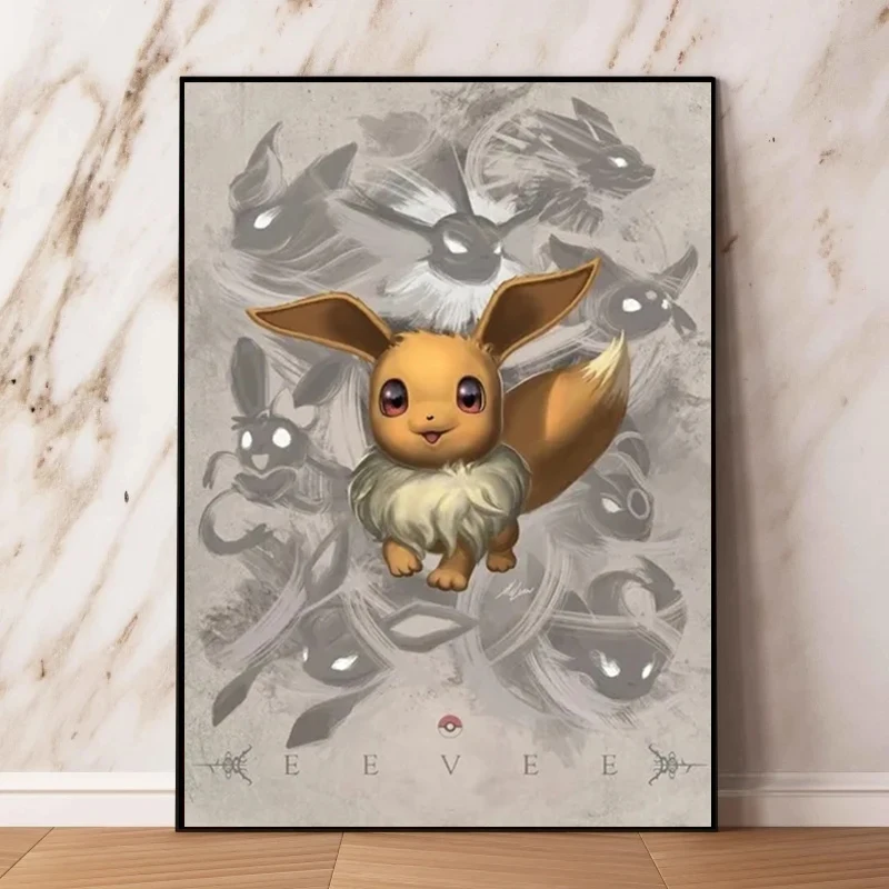 Japan Anime Pokemon Cartoon Canvas Painting Pikachu Gengar Eevee Mew Wall Art Posters Print Pictures Children's Room Home Decor