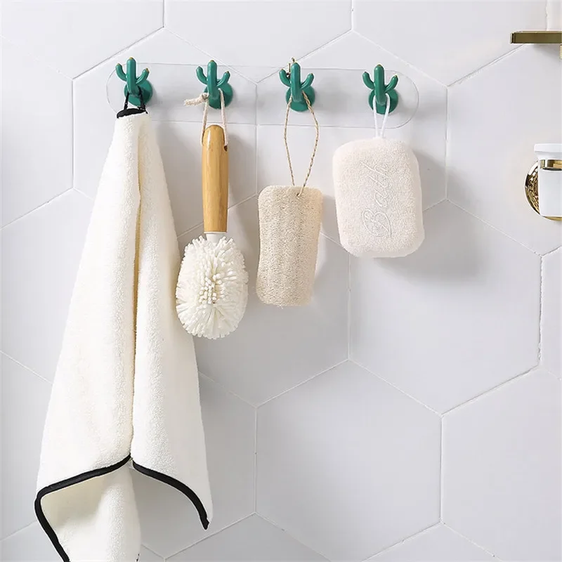 

Nail Free Traceless Paste Cactus Multi Hook Kitchen Hole Free Wall Hanging Wall Storage Stick Hook